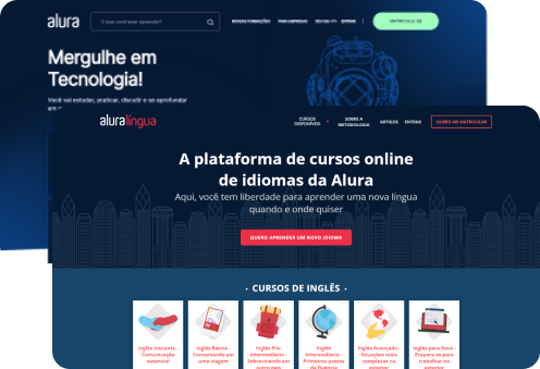 Tela da Alura Plus e da Alura Língua